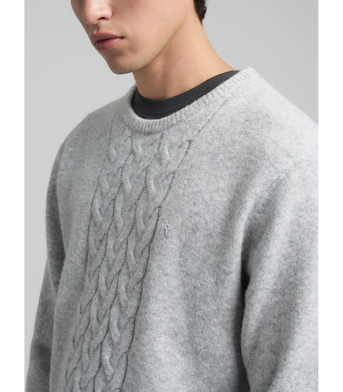 リサイクルファブリッククルーネックニット 詳細画像 メランジグレー 6